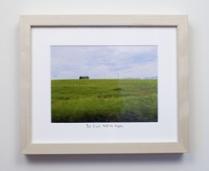 framed photograph, taken from car while driving across USA, with title handwritten on matt