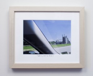 framed photograph, taken from car while driving across USA, with title handwritten on matt