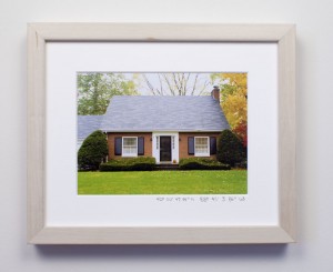 framed photograph, taken from car while driving across USA, with title handwritten on matt