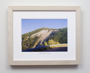 framed photograph, taken from car while driving across USA, with title handwritten on matt